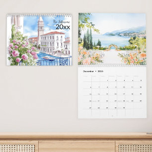 2025 Italië Landschap Waterverf Familiekalender Kalender