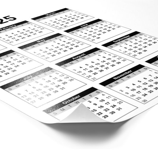 2025 Jaar in een oogopslag Kalender Fotouitbreidin Foto Afdruk (Hoek)