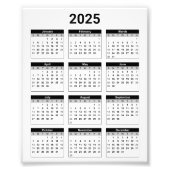 2025 Jaar in een oogopslag Kalender Fotouitbreidin Foto Afdruk (Voorkant)