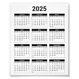 2025 Jaar in een oogopslag Kalender Fotouitbreidin Foto Afdruk