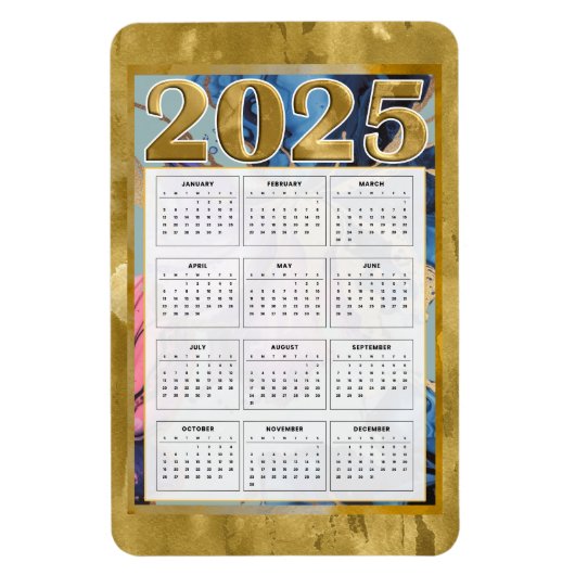 2025 Jaar in een oogopslag Kalender Nieuwjaar magn Magneet (Verticaal)