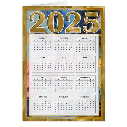 2025 Jaar in een oogopslag Kalender Nieuwjaarskaar (Voorkant)