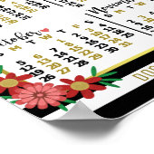 2025 Jaar Kalender Bloemenstrepen | Eigen Tekst Poster (Hoek)