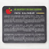 2025 Jaar Kalender Chalkboard School Leraar Naam Muismat (Voorkant)