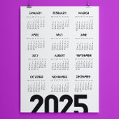 2025 Jaar Kalender Elegant Wit Magnetische Uitnodiging