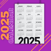 2025 Jaar Kalender Elegant Wit Magnetische Uitnodiging