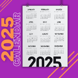 2025 Jaar Kalender Elegant Wit Magnetische Uitnodiging