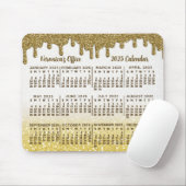 2025 Jaar Kalender Faux Gold Glitter Druppels Aang Muismat (Met muis)