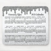 2025 Jaar Kalender Faux Zilveren Glitter Drips Naa Muismat (Voorkant)