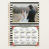 2025 Jaar Kalender Preppy Bloemen Strepen Foto SM Planner (Voorkant)