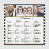 2025 Jaar Kalender Preppy Stripes | Aangepaste fot Magnetische Uitnodiging (Voorkant)