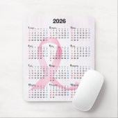 2025 Jaar Kalender Roze Lint Muismat (Met muis)
