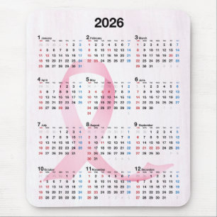 2025 Jaar Kalender Roze Lint Muismat