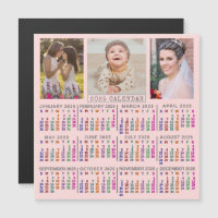 2025 Jaar Kalender Schattige Roze Familie Fotocoll