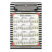 2025 Jaar Kalender Schattigee Bloemstrepen | Custo Mini Klembord (Voorkant)