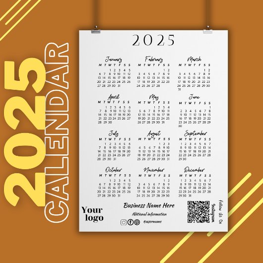2025 Jaar Kalender Script Typografie Wit