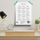 2025 Jaar Kalender Script Typografie Wit