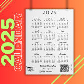 2025 Jaar Kalender Script Typografie Wit Kaart