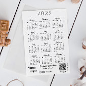 2025 Jaar Kalender Script Typografie Wit Kaart