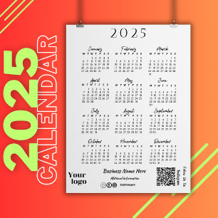 2025 Jaar Kalender Script Typografie Wit Kaart