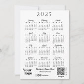 2025 Jaar Kalender Script Typografie Wit Kaart (Voorkant)