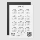 2025 Jaar Kalender Script Typografie Wit Magnetische Uitnodiging (Voorkant / Achterkant)