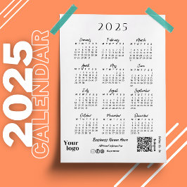 2025 Jaar Kalender Script Typografie Wit Magnetische Uitnodiging