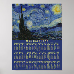 2025 Jaar Kalender Sterrennacht of Voeg uw foto to Poster