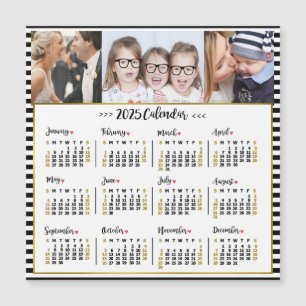 2025 jaar Kalender Stripes   Aangepaste foto's mag