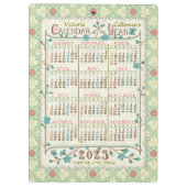 2025 Jaar Kalender Victoriaans Art Nouveau | Custo Klembord (Achterkant)