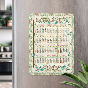 2025 Jaar Kalender Victoriaans Art Nouveau   Custo Magneet