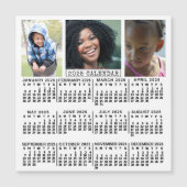 2025 Jaar Kalender Wit | 3 Aangepaste fotocollage Magnetische Uitnodiging (Voorkant)
