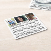 2025 Jaar Kalender Wit | 3 Fotocollage Aangepast Kartonnen Onderzetters (Schuin)