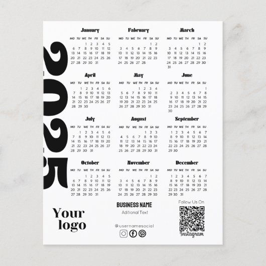 2025 Jaar Kalender Zwart-wit Corporate (Voorkant)