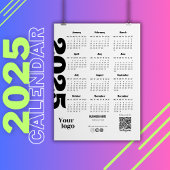 2025 Jaar Kalender Zwart-wit Corporate