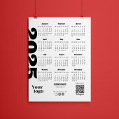 2025 Jaar Kalender Zwart-wit Corporate