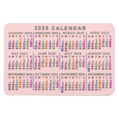 2025 Jaar Maandelijkse Kalender Blush Roze Kleurri Magneet (Horizontaal)