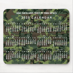 2025 Jaar Maandelijkse Kalender Camouflage Camo Gr Muismat