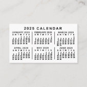 2025 Jaar Maandelijkse Kalender Classic Aangepaste Visitekaartje (Voorkant)