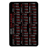 2025 Jaar Maandelijkse Kalender Classic Zwart Rood Magneet (Verticaal)