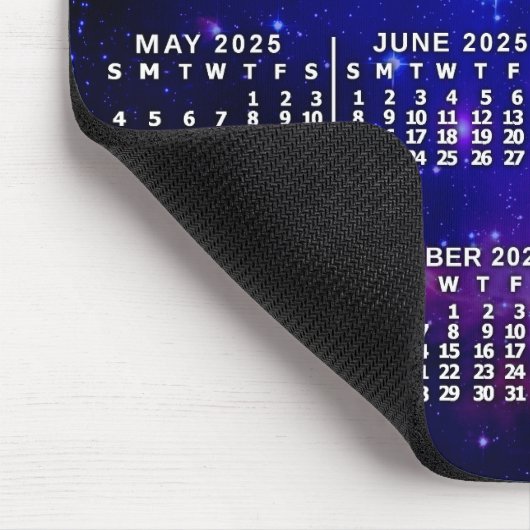 2025 Jaar Maandelijkse Kalender Custom Space Nebul Muismat (Hoek)