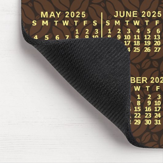2025 Jaar Maandelijkse Kalender Koffieboon Custom Muismat (Hoek)
