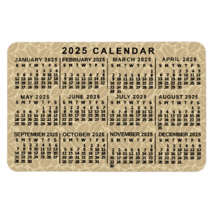 2025 Jaar Maandelijkse Kalender Lichte Koffiebonen Magneet
