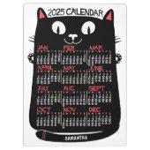 2025 Jaar Maandelijkse Kalender Mid-Century Black  Klembord (Achterkant)
