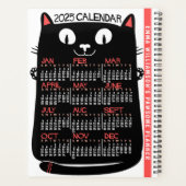 2025 Jaar Maandelijkse Kalender Mid-Century Black  Planner (Achterkant)