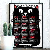 2025 Jaar Maandelijkse Kalender Mid-Century Zwarte Poster