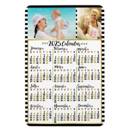 2025 Jaar Maandelijkse Kalender Strepen | Aangepas Magneet