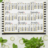 2025 Jaar Maandelijkse Kalender Stripes | Aangepas Theedoek (Gevouwen)