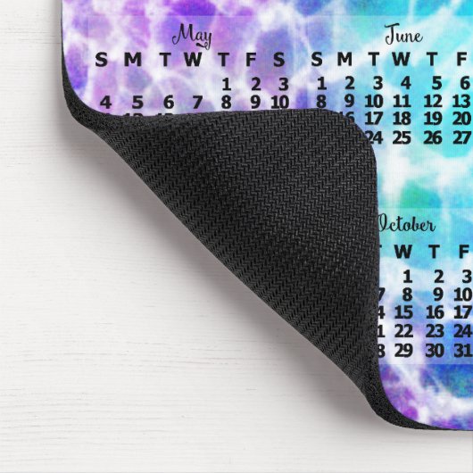 2025 Jaar Maandelijkse Kalender Tiedye Hippie Rain Muismat (Hoek)