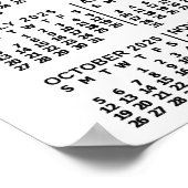 2025 Jaar Maandelijkse Kalender Wit | Aangepaste f Poster (Hoek)